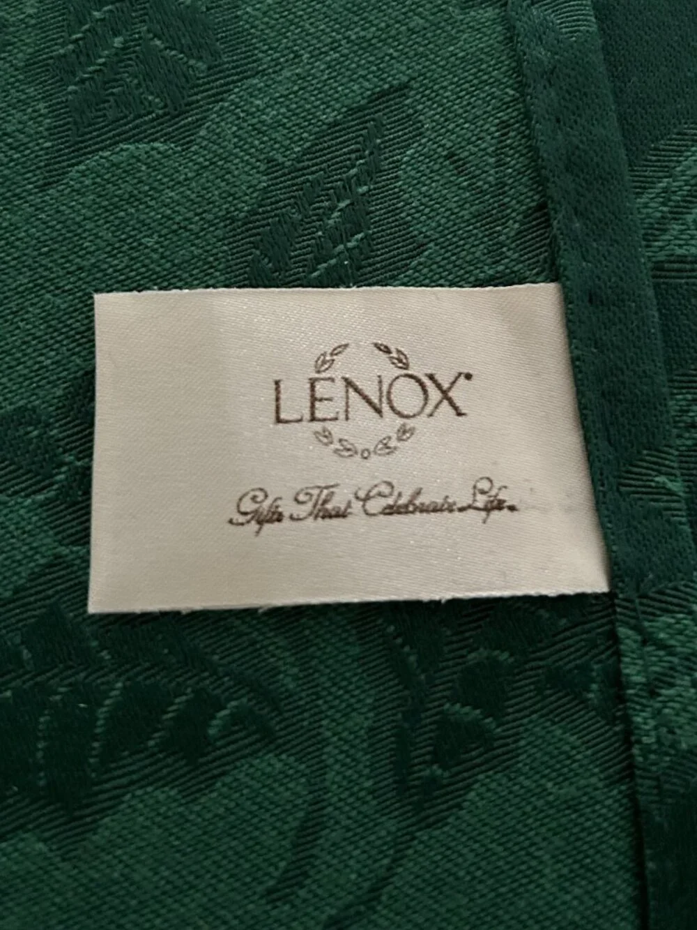 Lenox Emerald Green Holly Damask Tablecloth 70